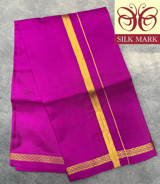 Silk Pooja Towel Magenta Colour