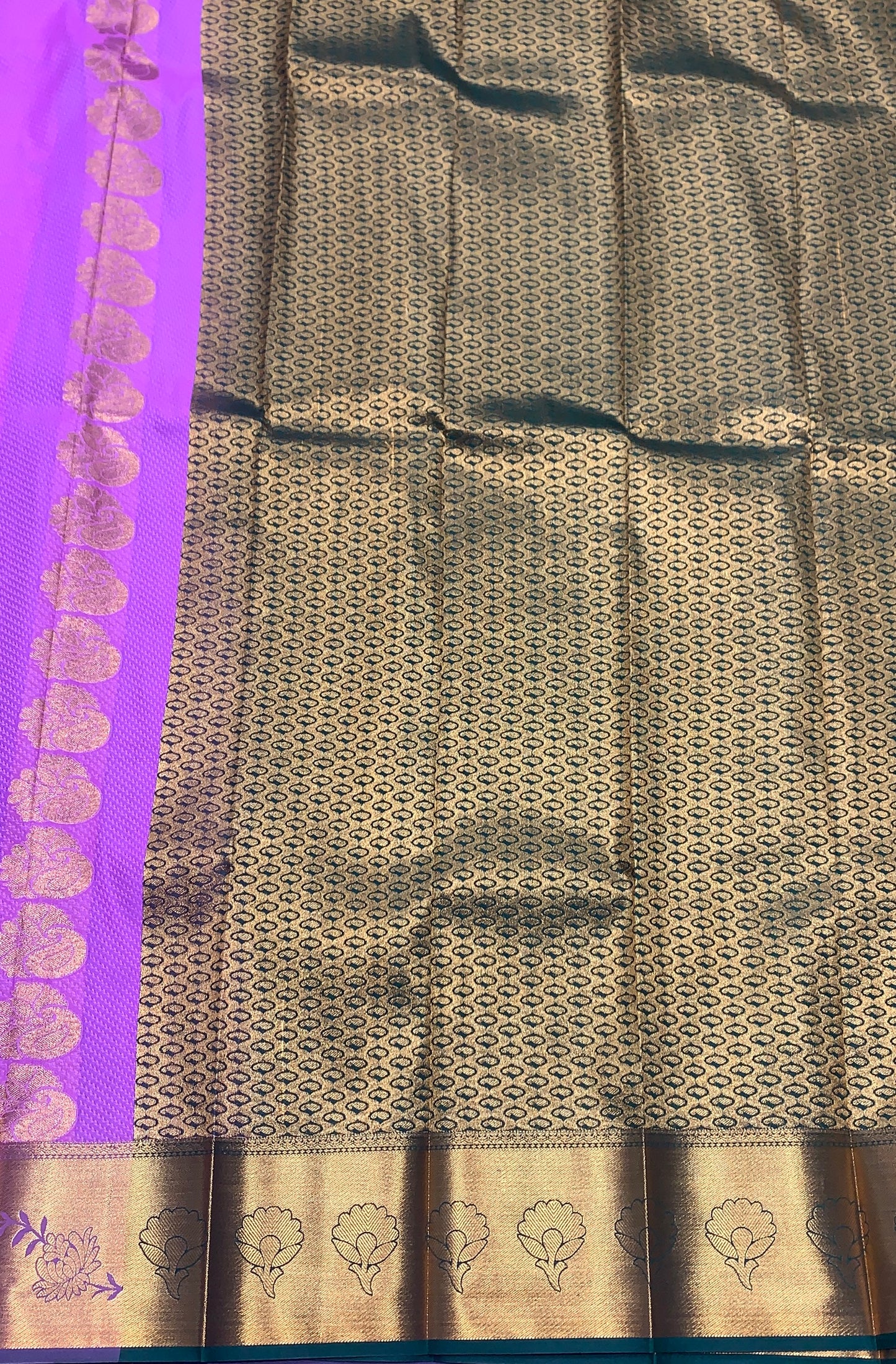 Vegan Silk Saree Pink Colour Saree with Copper Border