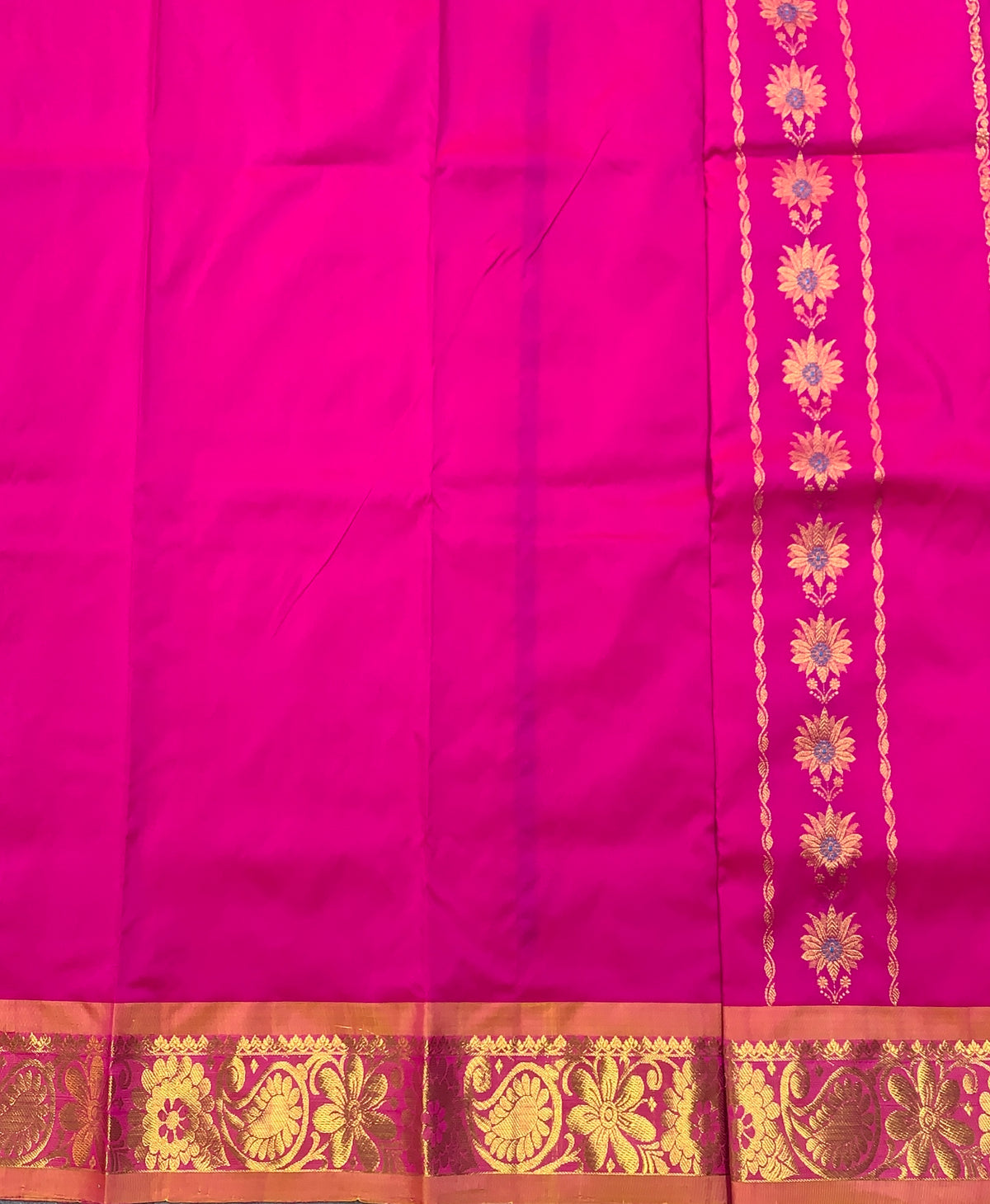 Pink Shade Semi Silk Kids Pattu Pavadai with Contrast border for Age 2 to 5 Years