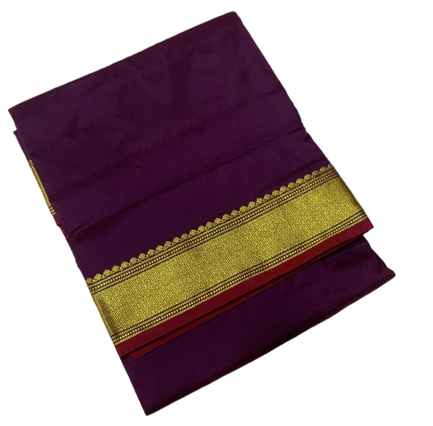 9 yards Vegan Silk Saree Dark Violet Colour