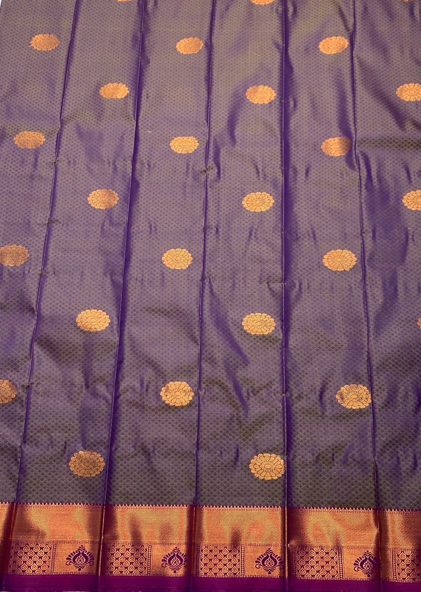 Lavender Colour Silk Cotton Saree with Copper Zari Border