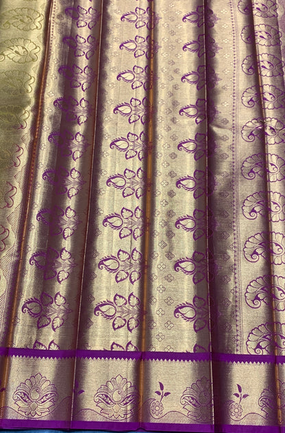 Vegan Silk Saree Golden Yellow Colour with Pink Border