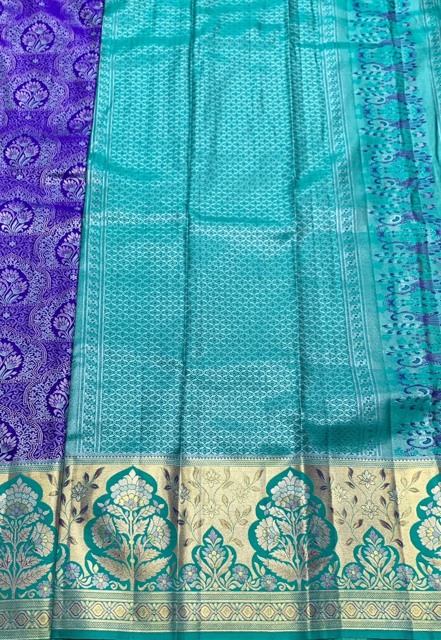 Blue Colour Soft Kanchi Tissue Pattu Saree with Large Sapphire Border