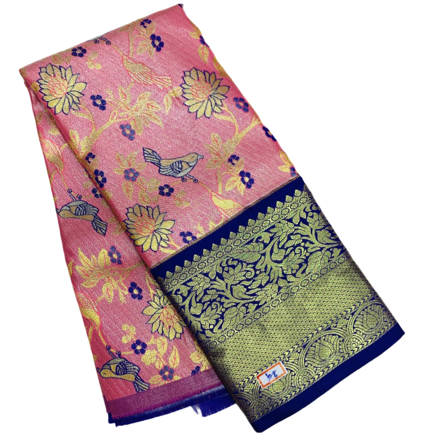 Baby Pink Shade Vegan Silk Kids Pattu Pavadai with Contrast Border for age 2 to 5