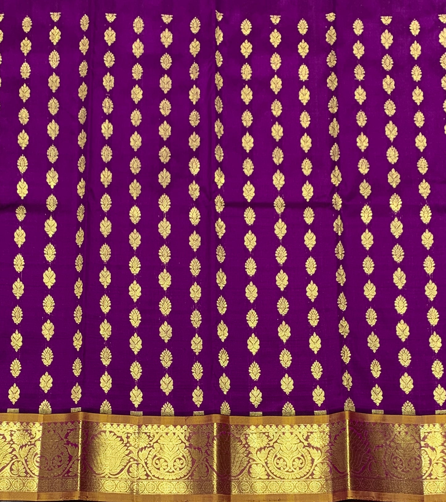 Purple Shade Pure Kanchipuram Kids Pattu Pavadai with Contrast Border for Newborn to 2 Years