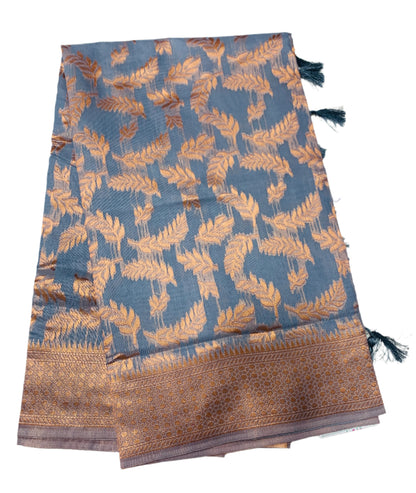 Banaras Katan Saree Gray Colour with Katan Work Border