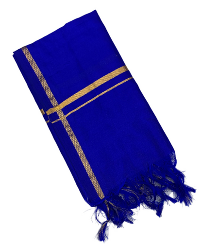 Silk Pooja Towel Ink Blue Colour