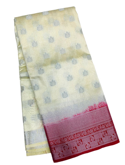 Tussar Saree Colour Off White Colour with Red Border