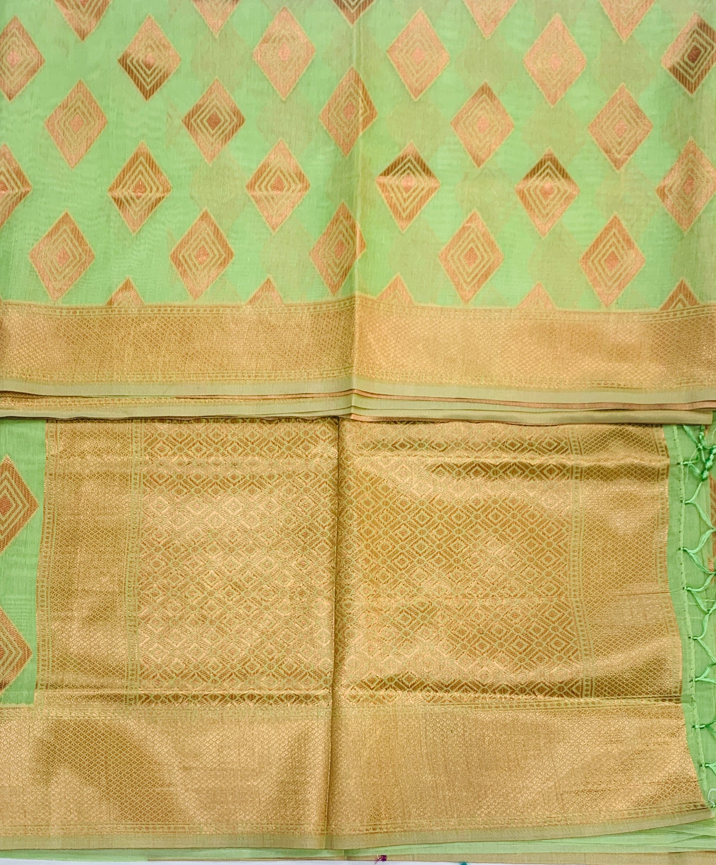 Banaras Katan Saree Light Green Colour