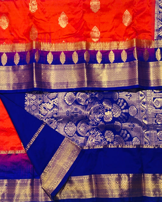 Pure Kanchipuram Silk Orange Colour