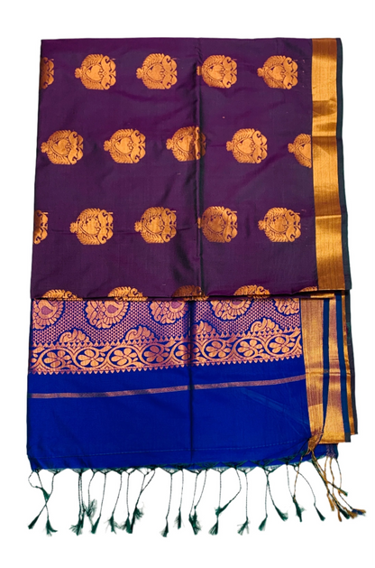 Soft Vegan Silk Saree Dark Purple shade