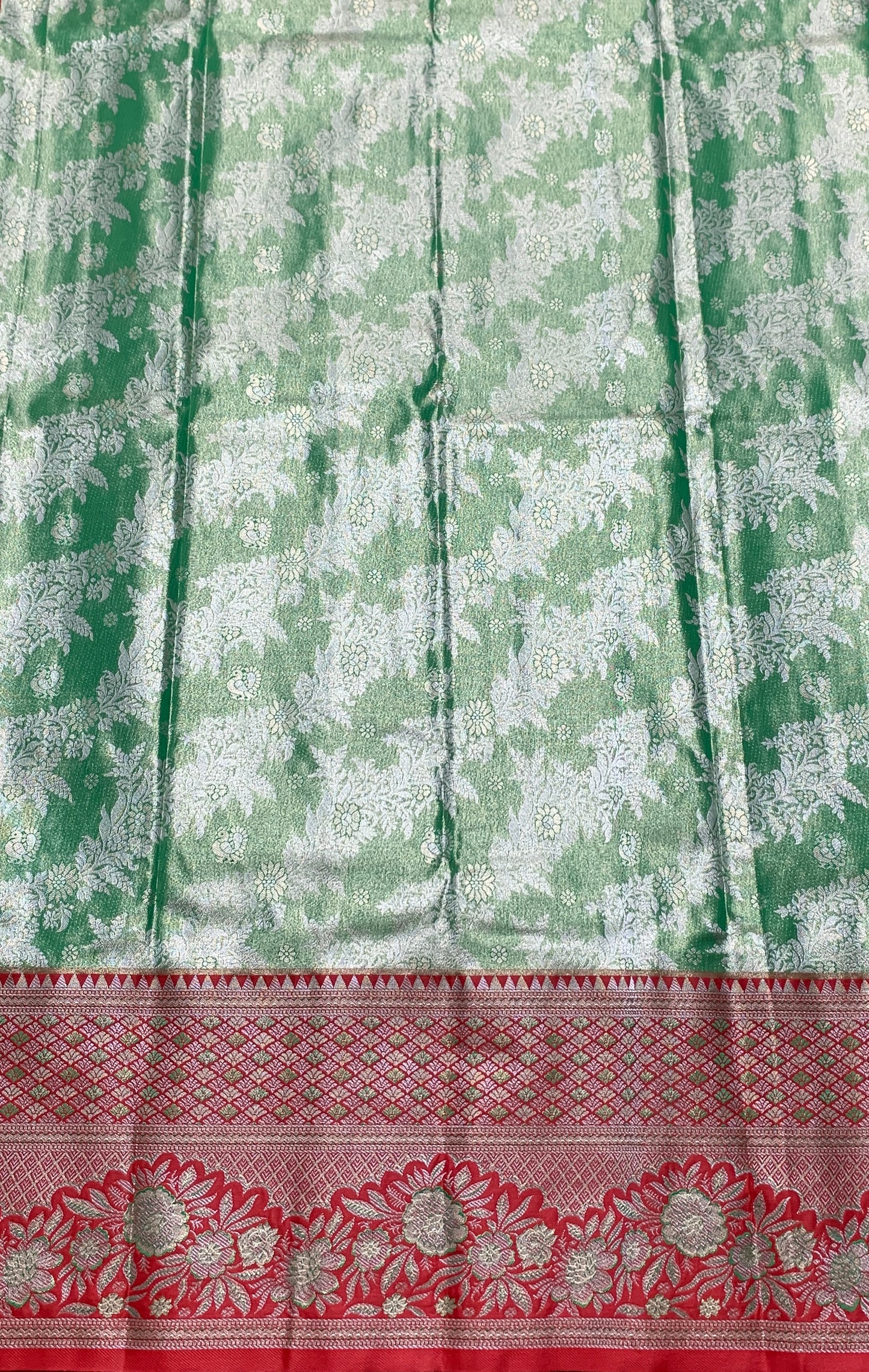 Rama Green Colour Soft kanchi pattu with Red Colour Border