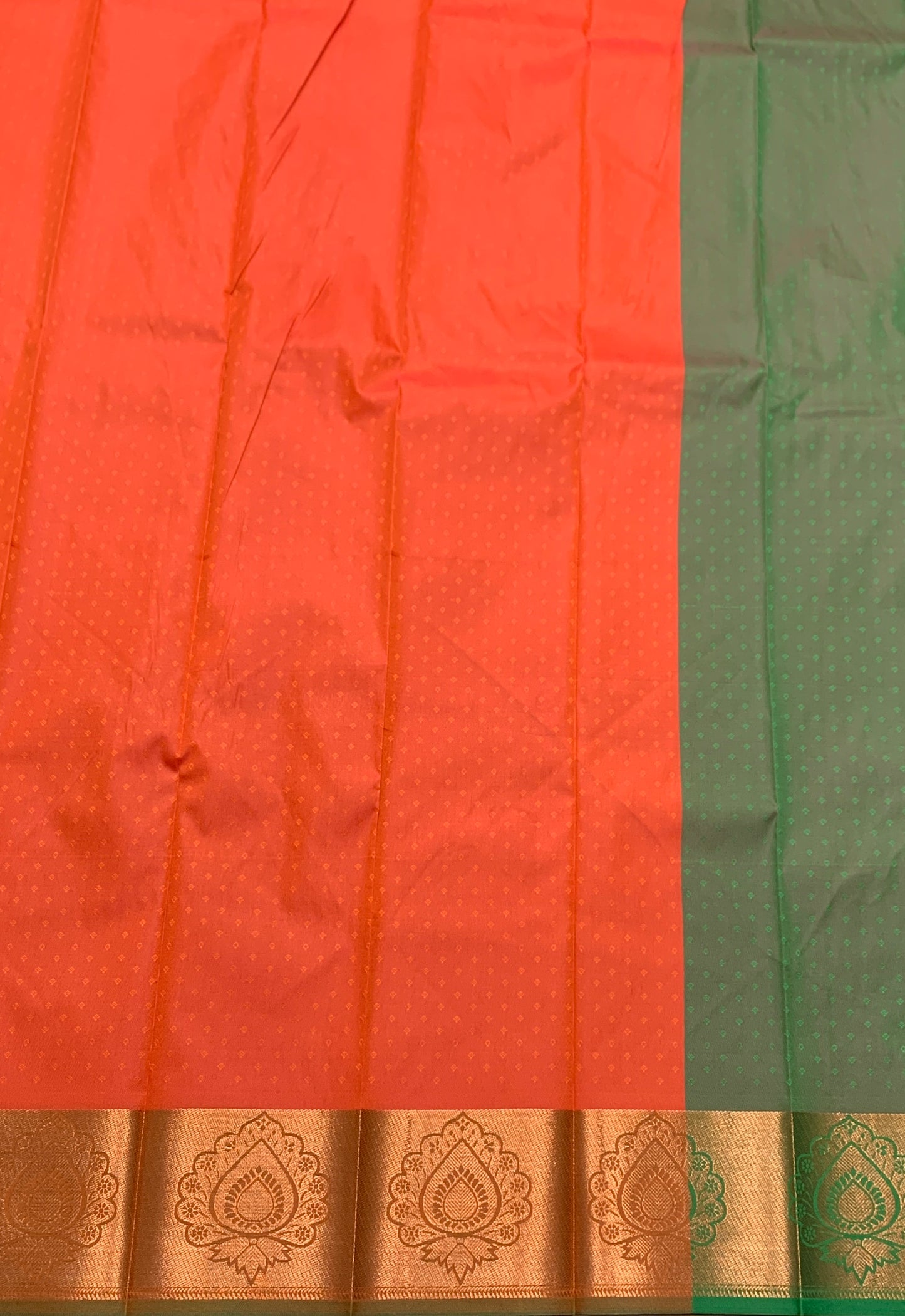 Synthetic Cotton Saree Orange Shade with Copper Border