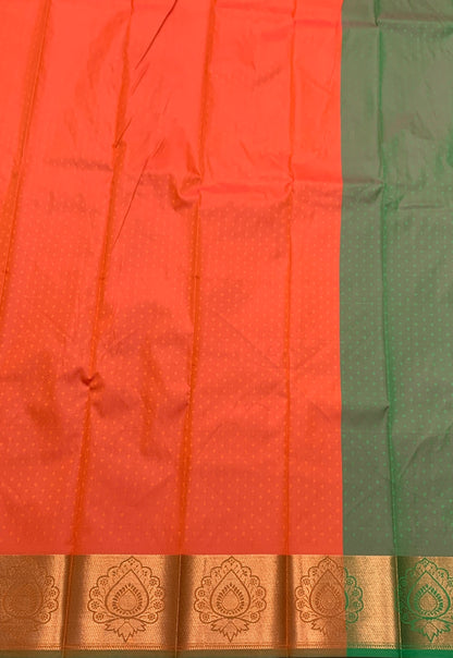 Synthetic Cotton Saree Orange Shade with Copper Border