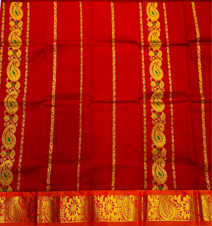 Maroon shade Semi silk Kids Pattu Pavadai with contrast border for age 2 to 5