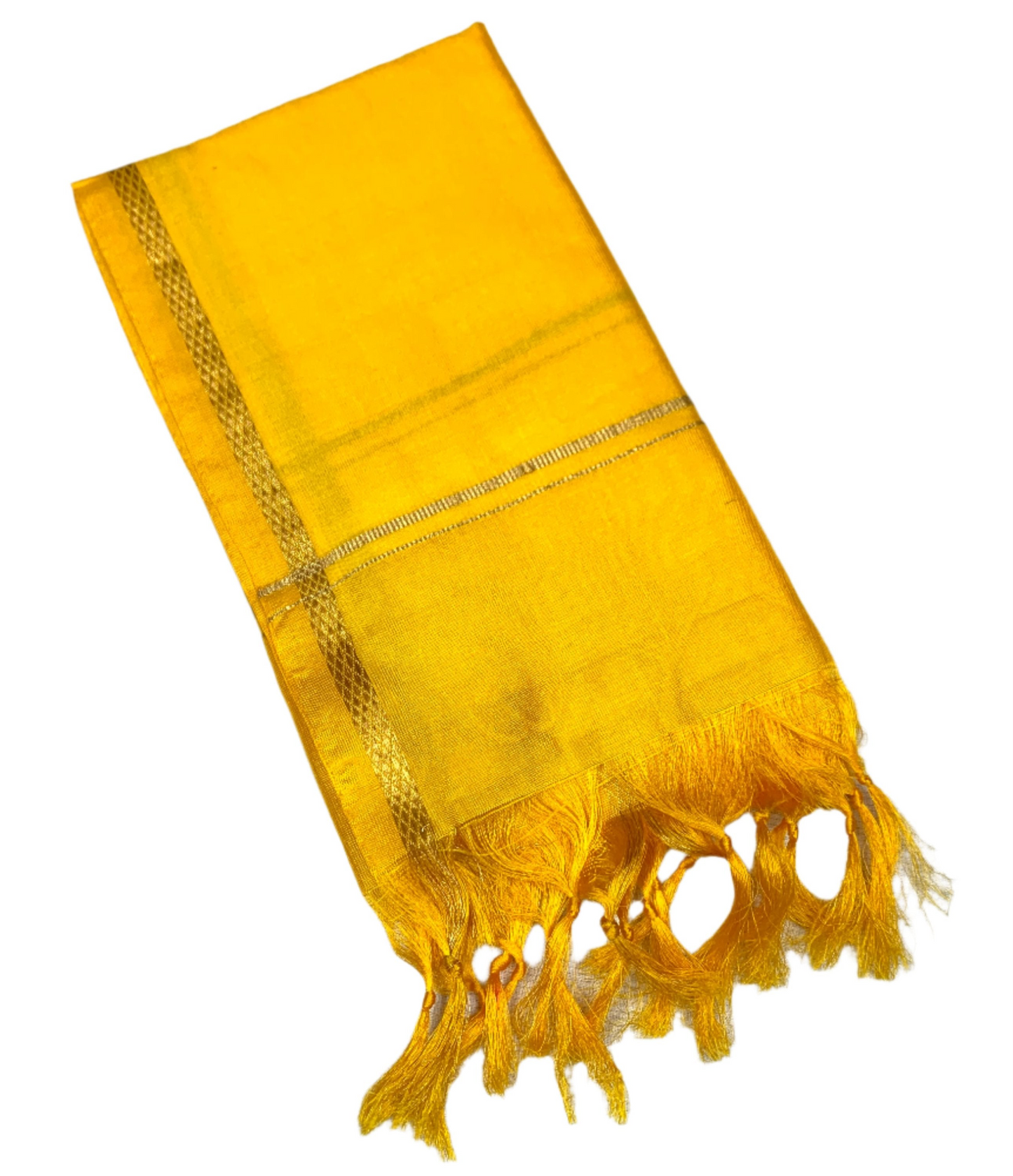 Silk Pooja Towel Yellow Colour