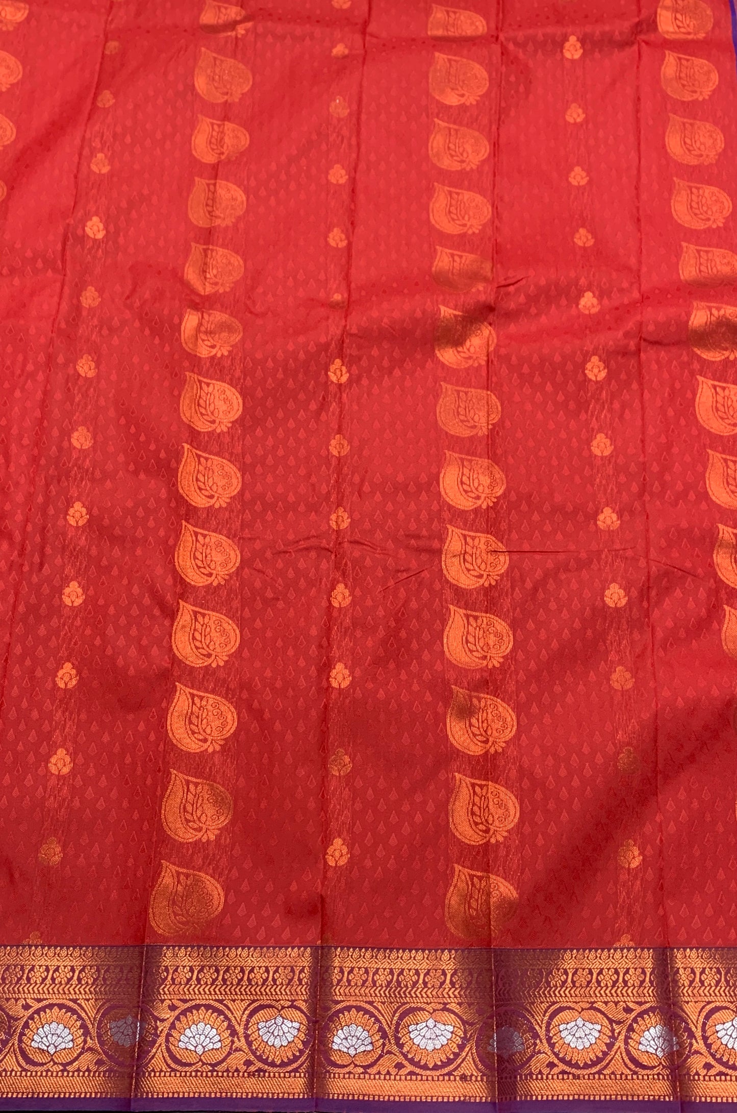 Vegan Silk Saree Maroon Colour Saree with Copper Border