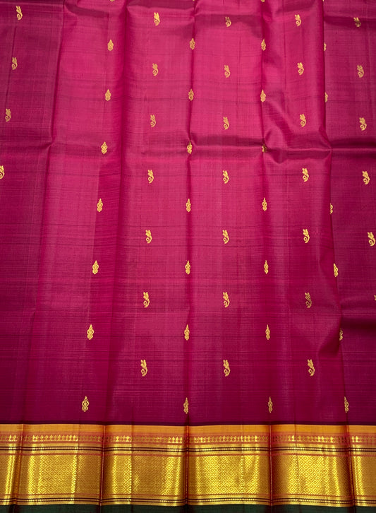 Pure Kanchipuram Silk Saree Maroon Colour with Gold Border