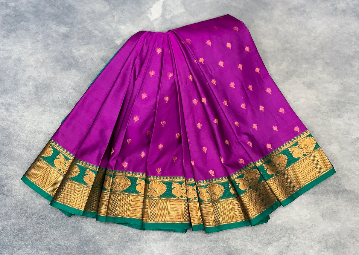 Soft Silk Casual Saree Purple with Green Colour Border