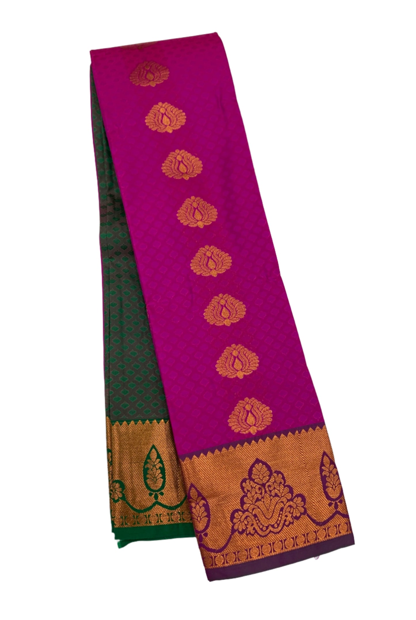 Vegan Silk Saree Colour Pink with Copper Border