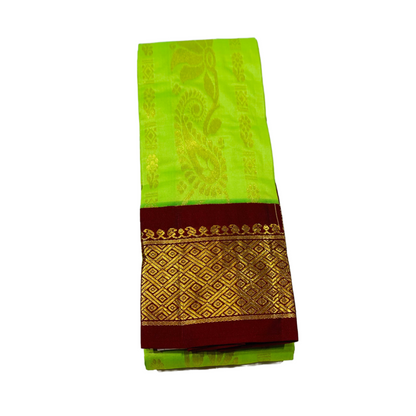 Kanchipuram Silk Saree Apple Green Colour