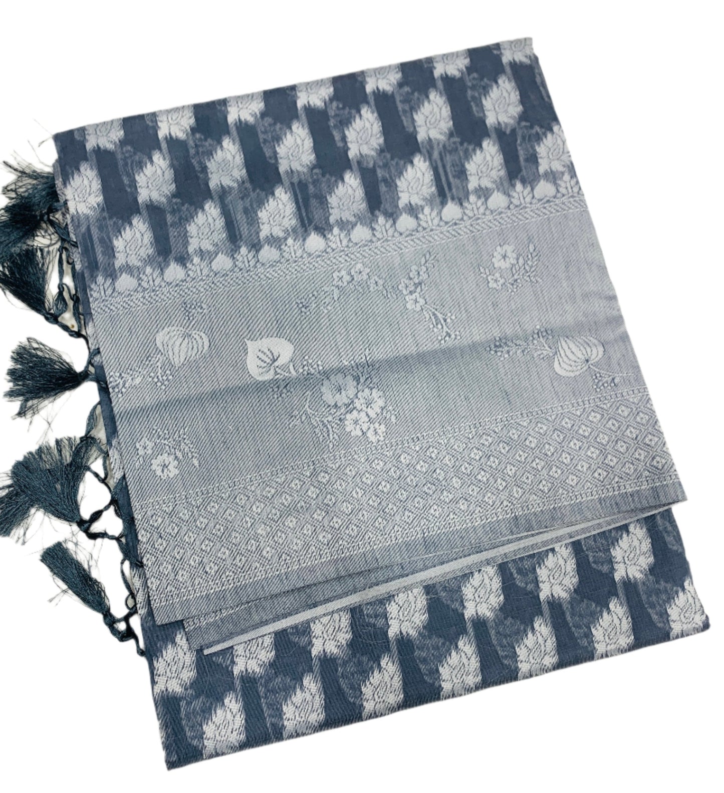 Banaras Katan Saree Gray Colour with Big Border