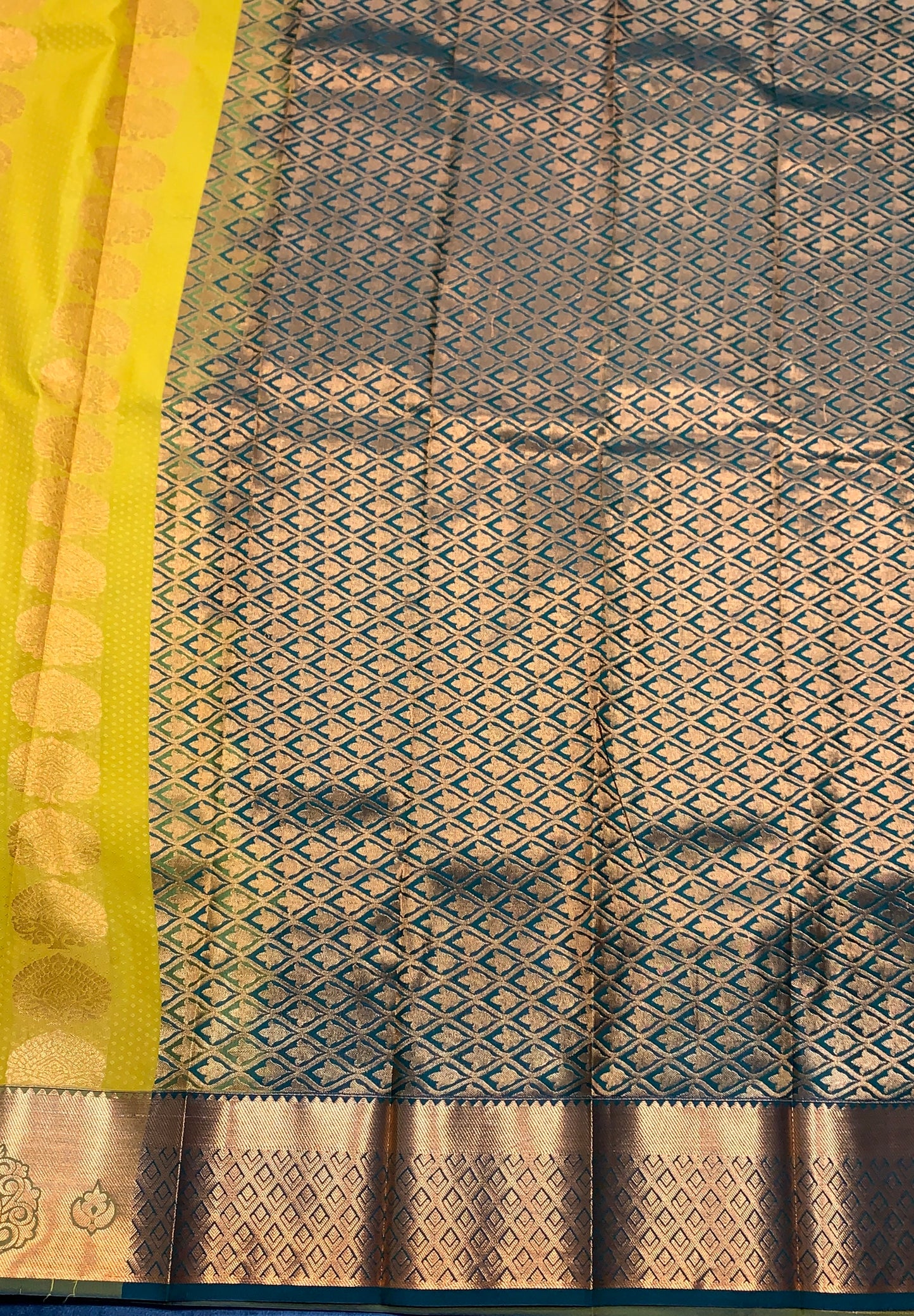 Vegan Silk Saree Mustard Colour Saree with Copper Border