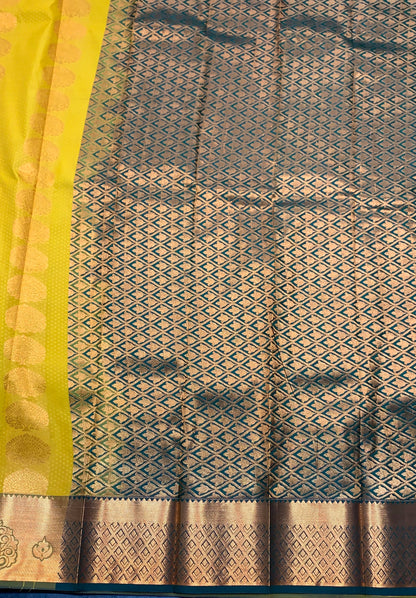Vegan Silk Saree Mustard Colour Saree with Copper Border
