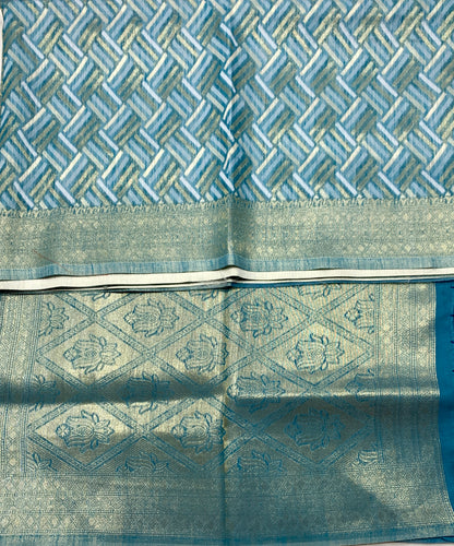 Banaras Katan Saree Sky Blue Colour with Katan Work Border