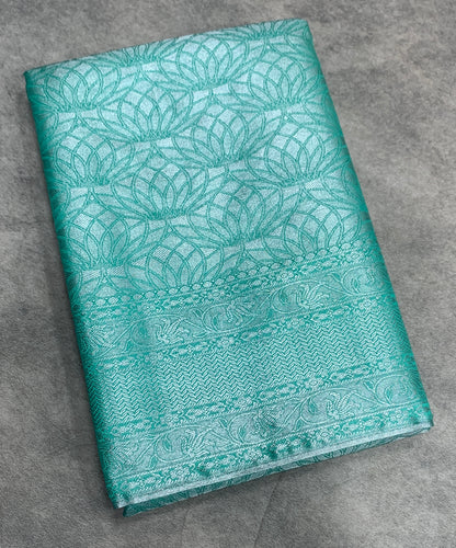 Fancy Tissue Saree Light Sapphire Colour with Self Design Border