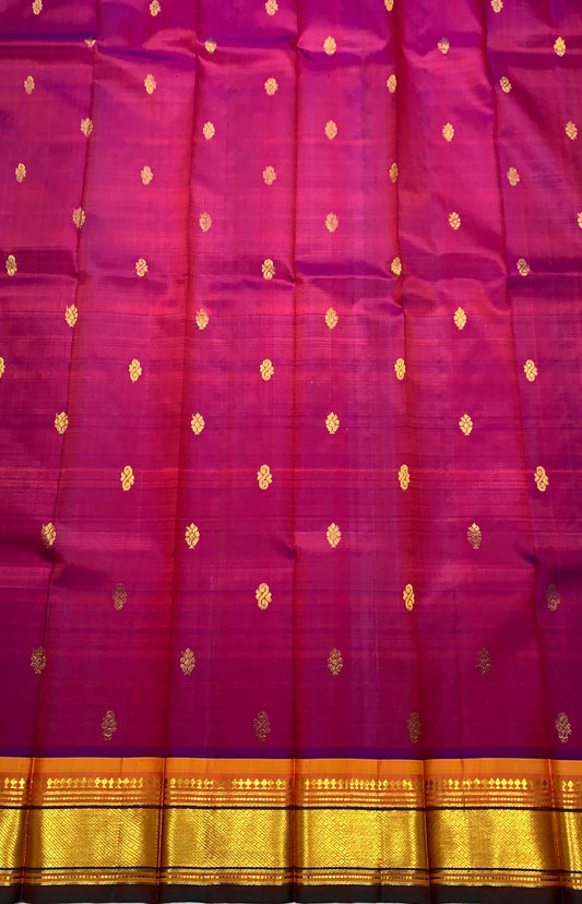 Pure Kanchipuram Silk Saree Dual Colour with Gold Border