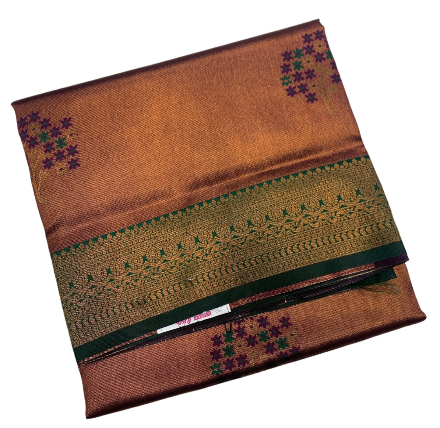 Art Silk Saree Russet Colour with Green Border