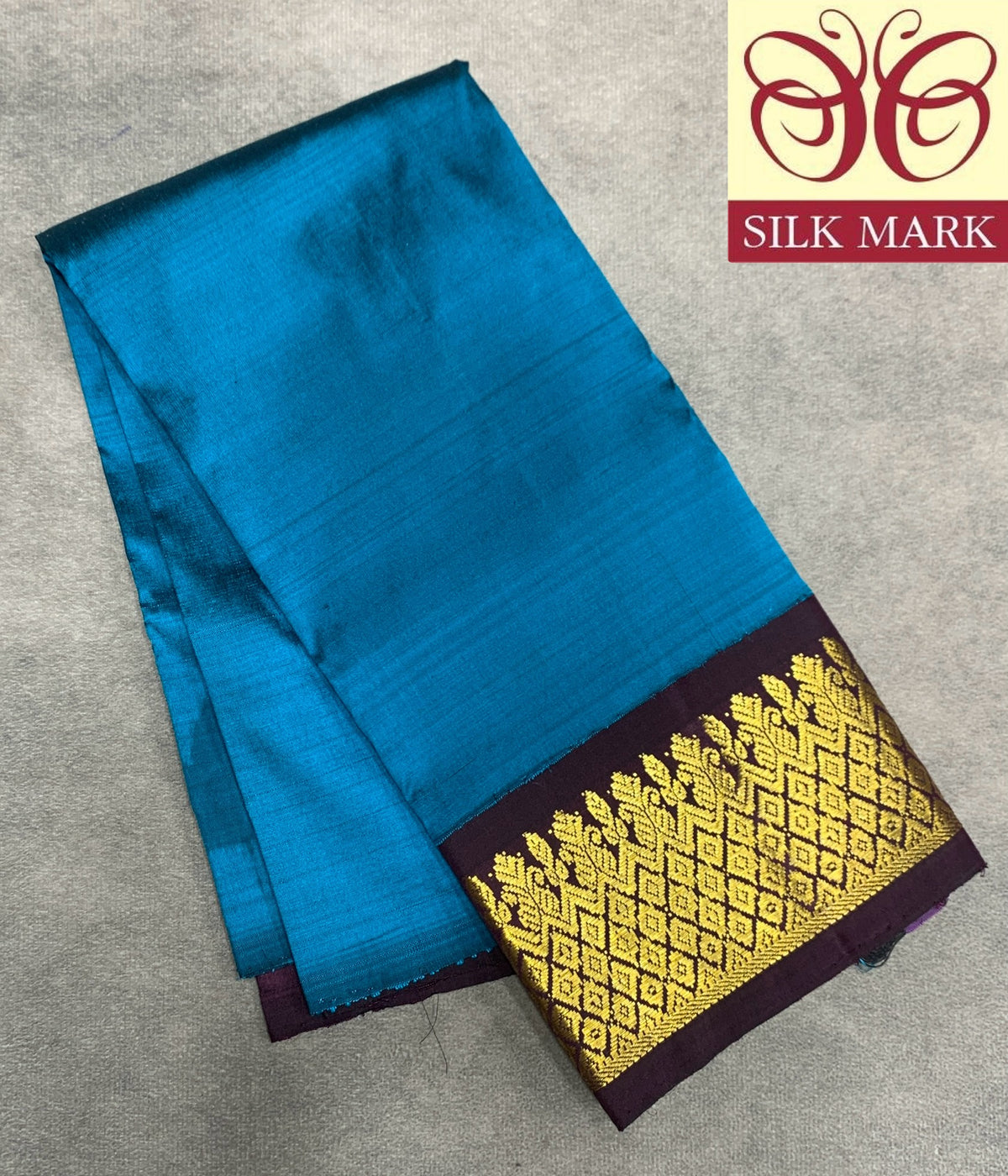 Sky Blue Shade Pure Kanchipuram Kids Pattu Pavadai with Contrast Border for Newborn to 2 Years