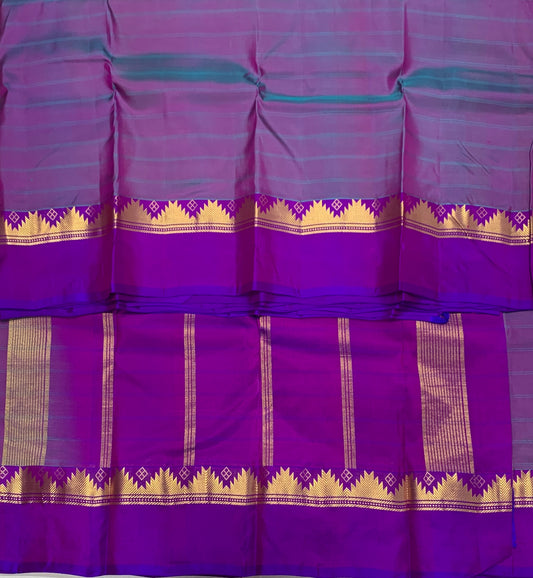 Pure Kanchipuram Silk Saree Lavender shade with Purple Border