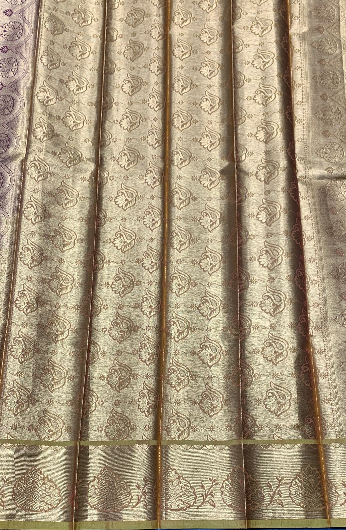 Vegan Silk Saree Maroon Colour with Golden Yellow Copper Border