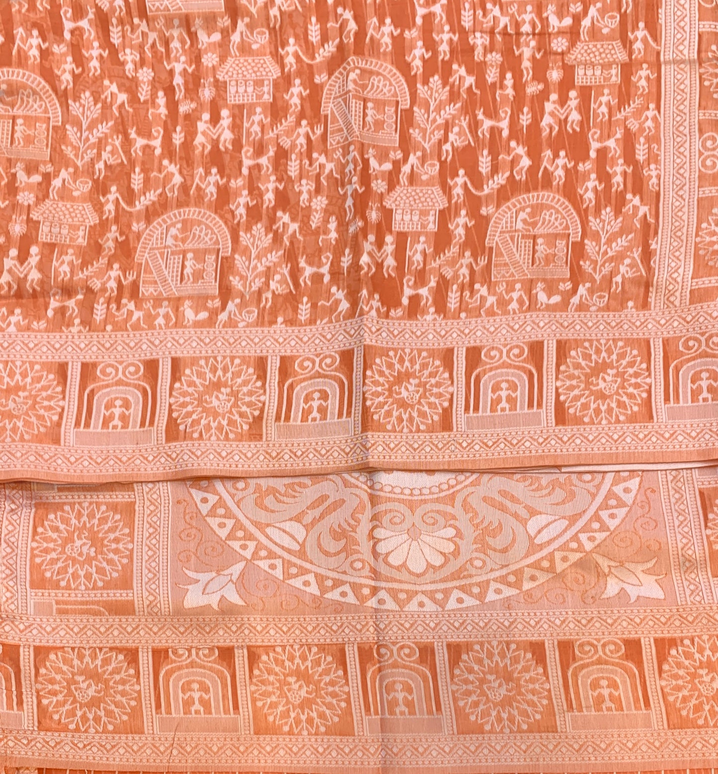 Banaras Katan Saree Orange Colour with Katan Work Border