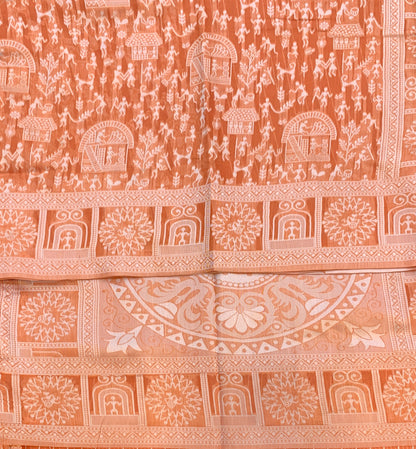 Banaras Katan Saree Orange Colour with Katan Work Border