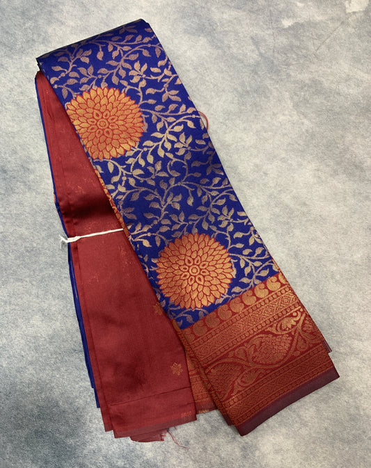 Navy Blue Colour Art Silk Saree Colour with Maroon Border