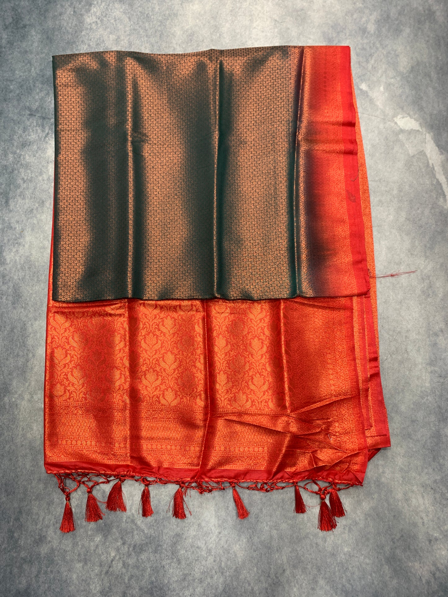 Soft Silk Saree Green Colour with Red Colour Pallu