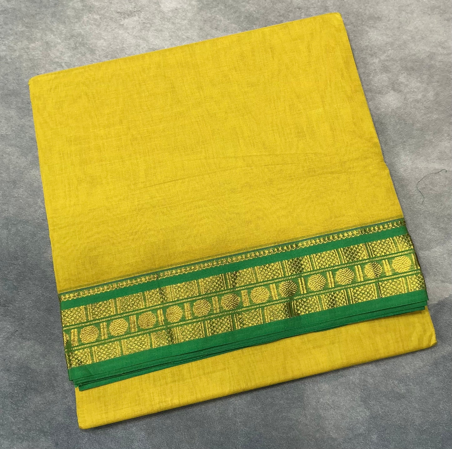 Chettinad Cotton Saree Lemon Yellow Colour with Light Green Colour with Zari Work Border
