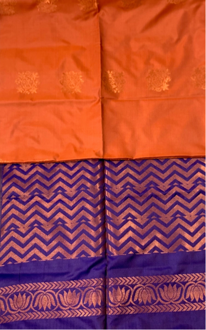 Soft Vegan Silk Saree Honey Brown Colour with  Border less