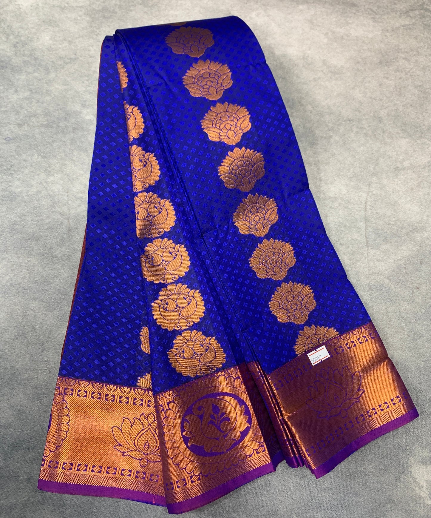 Vegan Silk Saree Ink Blue Colour Saree with Copper Border