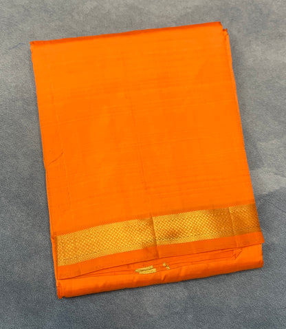9X5 Pure Silk Dhoti Orange Colour with Small Golden Zari Border