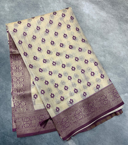 Banaras Katan Saree Tussar Colour with Katan Work Border