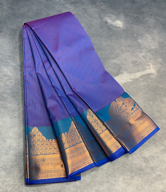 Synthetic Cotton Saree Lavender Colour with Copper Border