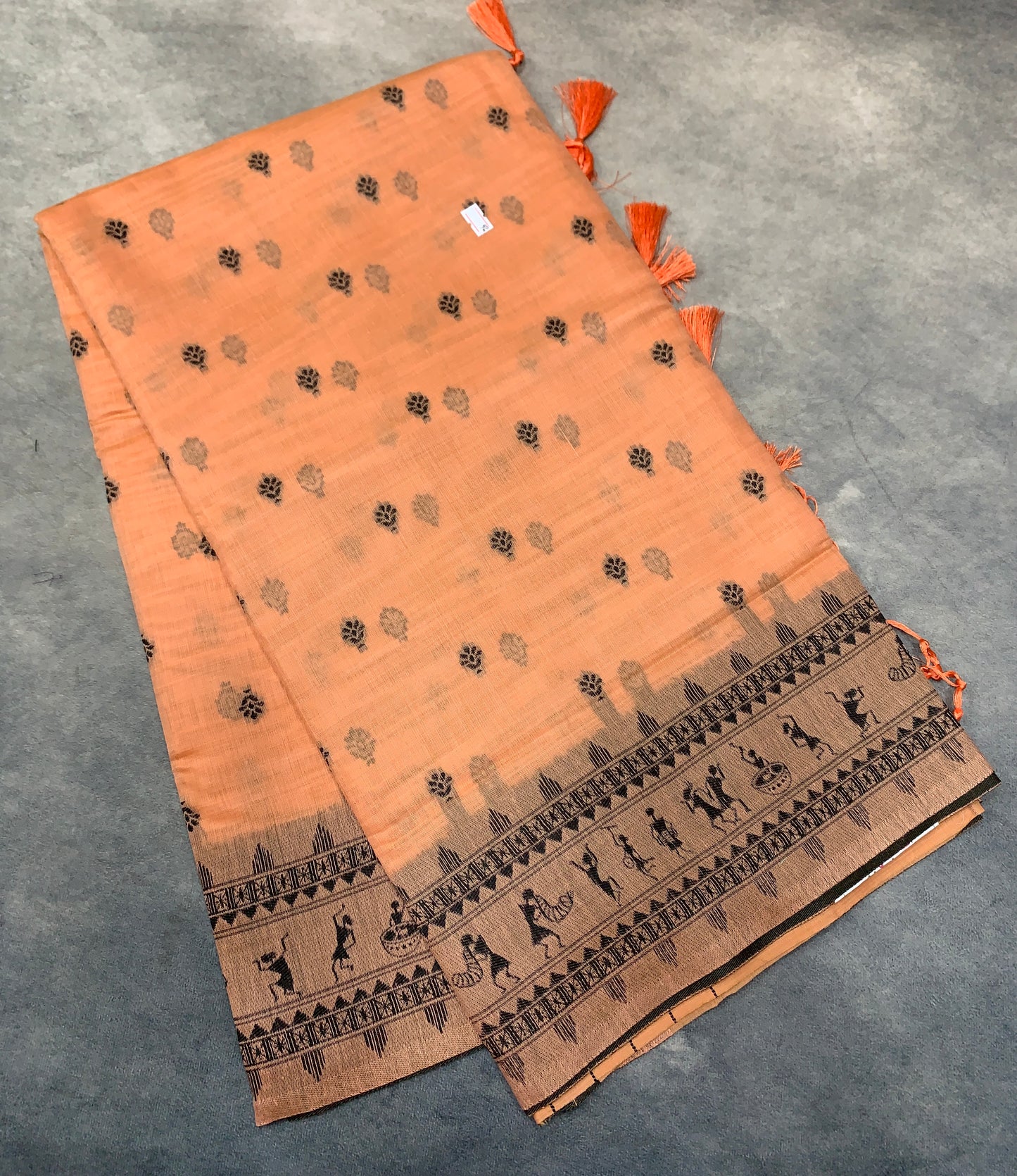 Banaras Katan Saree Orange Colour with Katan Work Border