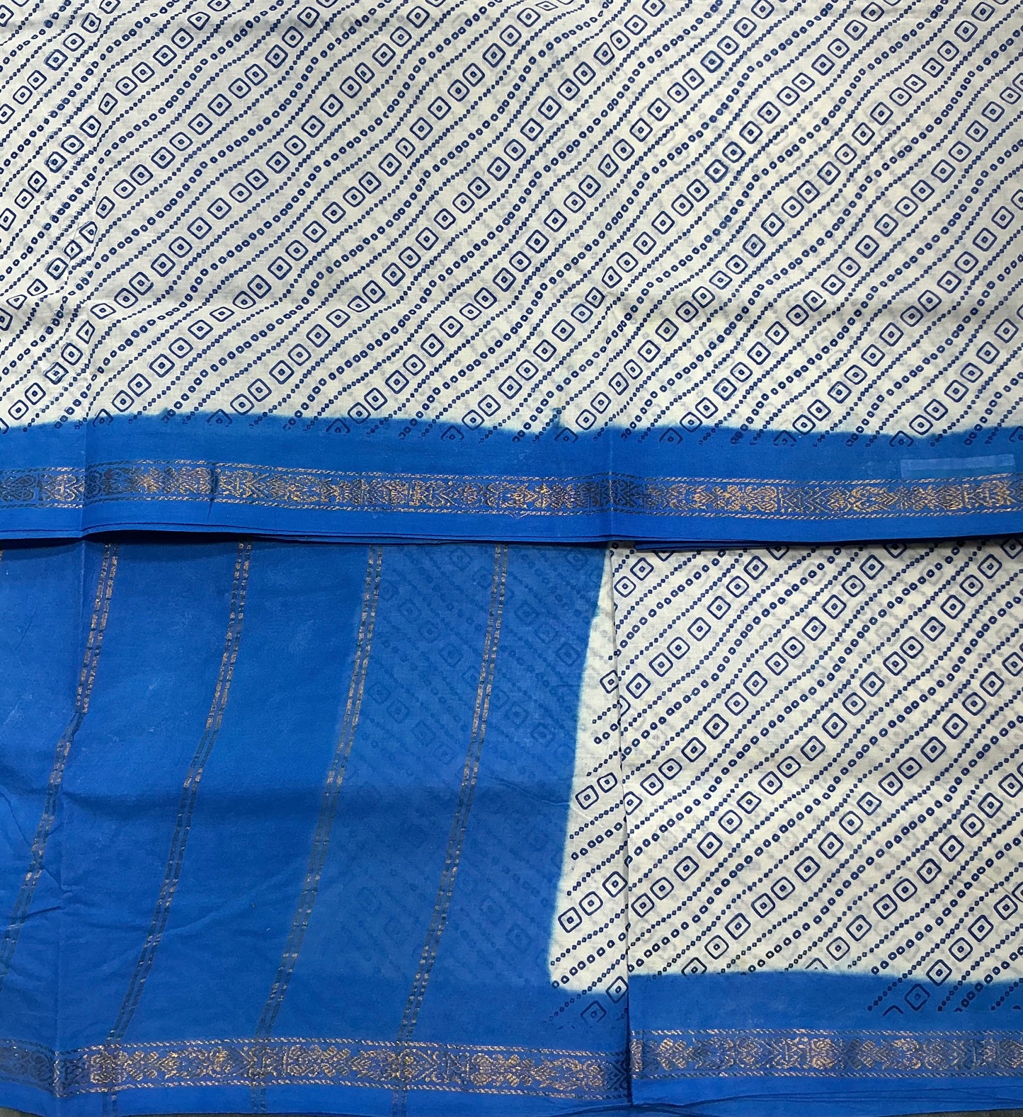 Chettinad Sungudi Cotton White Colour with Sky Blue Colour Border