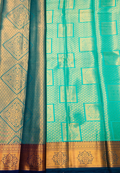 Art Silk Saree Rama Blue Colour with Blue Border