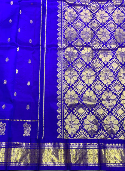 Pure Kanchipuram Silk Saree Royal Blue Colour with Gold Zari Border