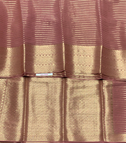 Georgette Saree Onion Pink Colour with Sliver Floral Design Border